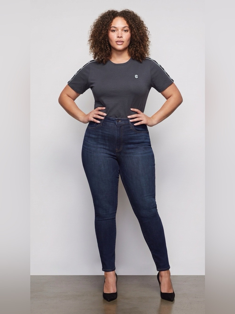 Coach Navy Short-Sleeve Crew with Contrast Logo Tape